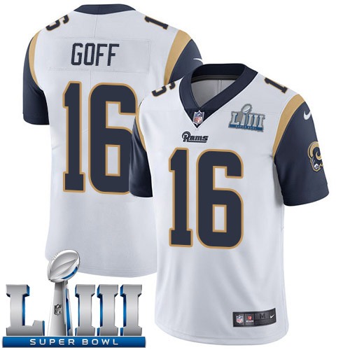 Men Los Angeles Rams #16 Goff white Nike Vapor Untouchable Limited 2019 Super Bowl LIII NFL Jerseys